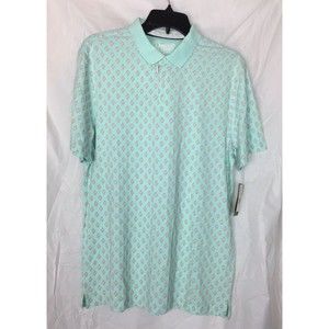 Retrofit Men's Short Sleeve 3 Button Collared Shirt Sz M Blue Tint Argyle Print